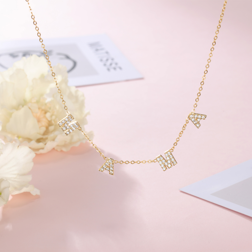 925 Sterling Silver Letter Name Necklace-Jessemade AU