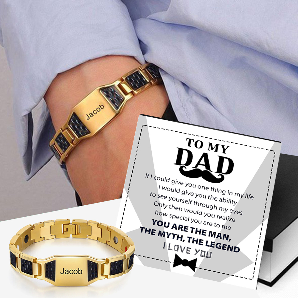 To My Dad Personalised Men Bracelet Custom Name Bracelet for Father-Jessemade AU