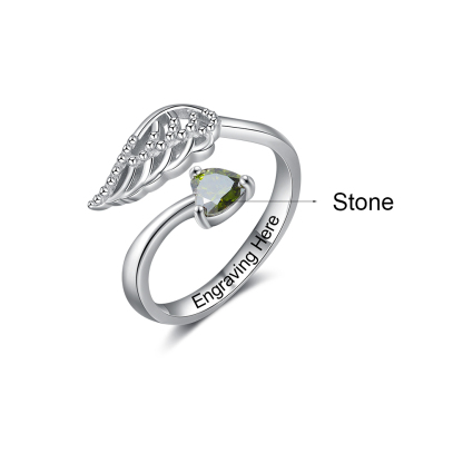 Personalised Mothers Ring With 1 birthstone Wing Customised Ring For Her-Jessemade AU