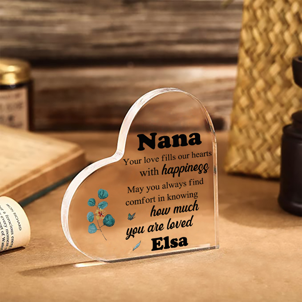 Personalised Acrylic Heart Keepsake with Name Heart Sign Special Gift for Nana-Jessemade AU