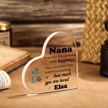 Personalised Acrylic Heart Keepsake with Name Heart Sign Special Gift for Nana-Jessemade AU