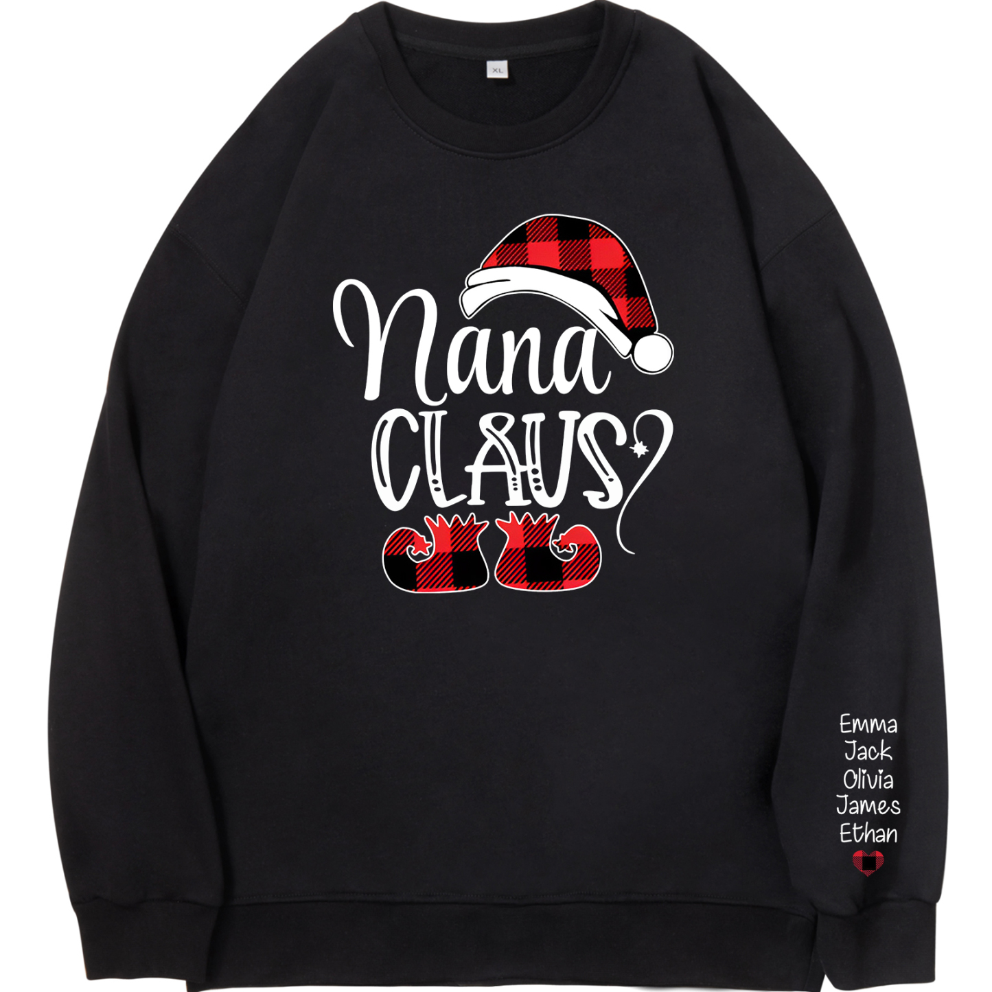 5 Names - Personalised Christmas Sweatshirt Custom Name & Text Sweatshirt Nana Claus Sweatshirt Gift for Family -Jessemade AU