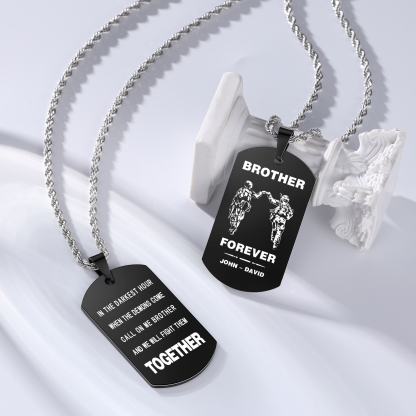 Brother Forever Dog Tag Necklace Personalised Black Double-sided Necklace Customised 2 Names Soldier Necklace Gift to Brother-Jessemade AU