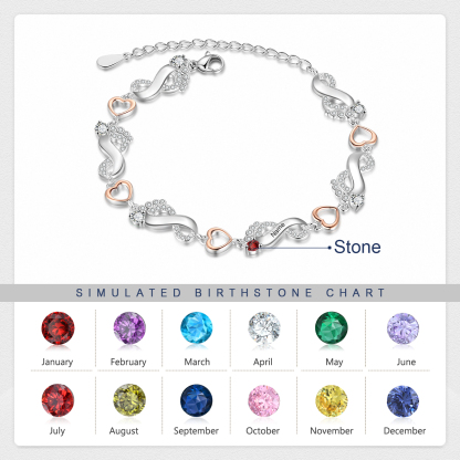 Personalised Baby Feet Bracelet Custom 1 Birthstones Heart Bracelet Gifts For Women-Jessemade AU
