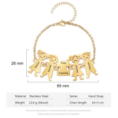 Customised with 4 Children Charms Bracelet Engraved Names Bracelet Gifts for Mom-Jessemade AU
