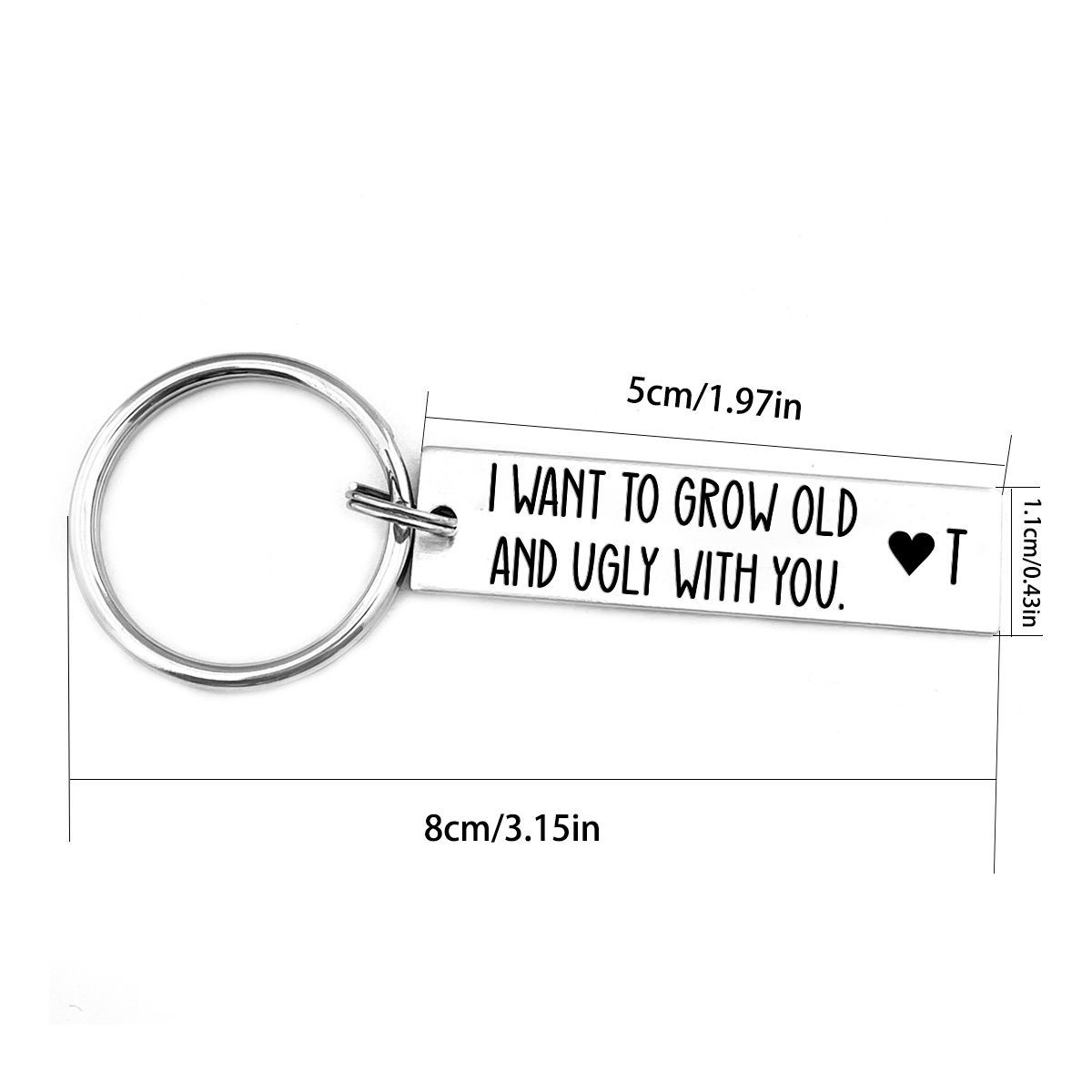 Personalised Letter Keychain Funny Couple Keychain Valentine's Day Gift - I Want To Grow Old And Ugly With You-Jessemade AU