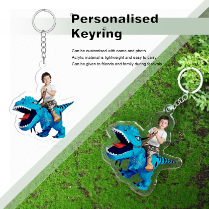 1 Name - Personalised Acrylic Dinosaur Keychain Customised Name & Photo Keychain Gift for Kids-Jessemade AU