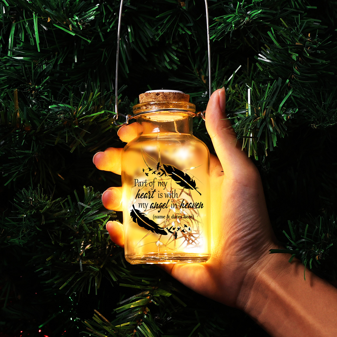 Personalised Jar Night Light Memorial Gifts "Part of My Heart Is with My Angel in Heaven"-Jessemade AU