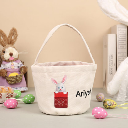Personalised Bunny Tote Bag Custom Name Bunny Basket Bucket Bag Easter Gift for Him/Her-Jessemade AU