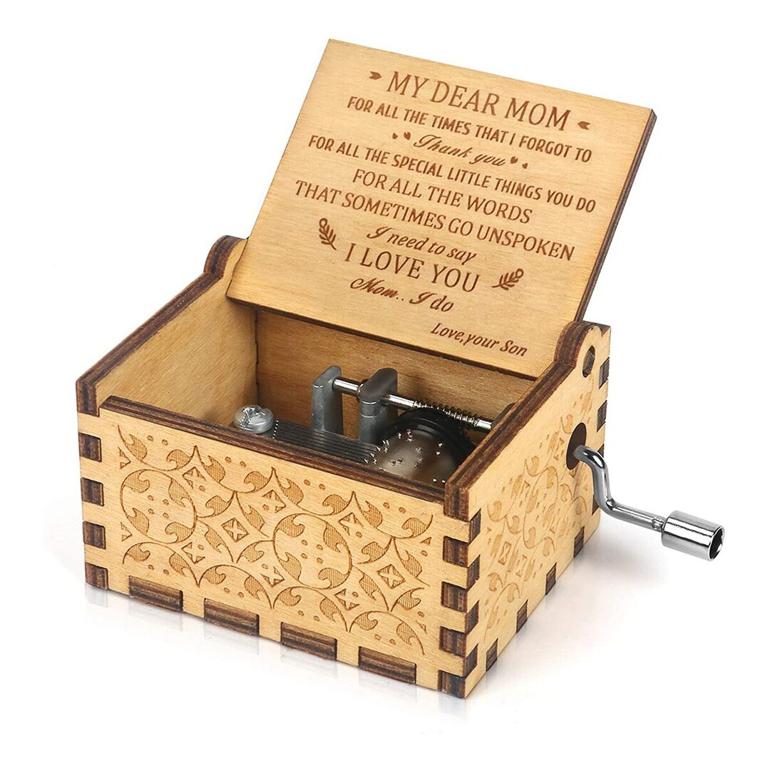 To My Dear Mom-Exquisite Wooden Music Box From Son To Mom-Jessemade AU