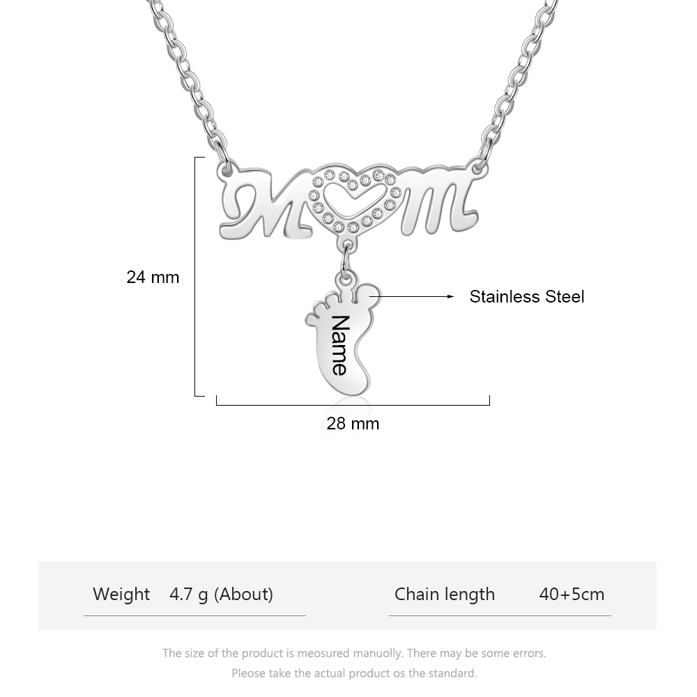 Mother's Day Personalised Baby Feet Necklace Engraved 3 Names Necklace Gifts For Mum-Jessemade AU