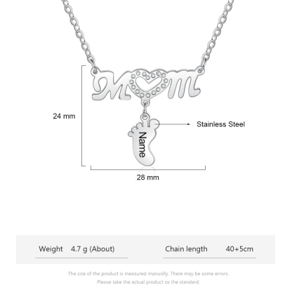 Mother's Day Personalised Baby Feet Necklace Engraved 3 Names Necklace Gifts For Mum-Jessemade AU