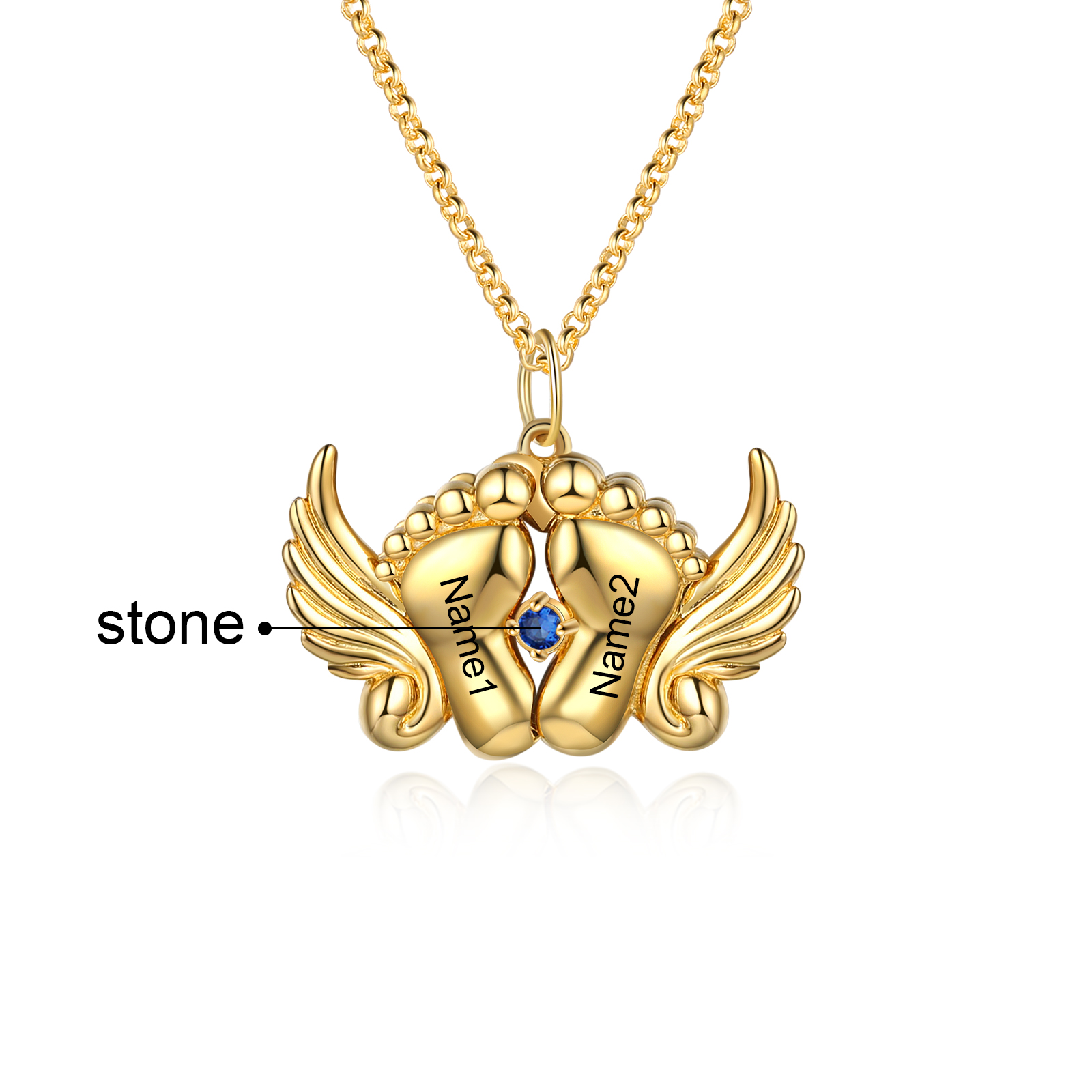 Personalised Baby Feet Photo Locket Necklace with Birthstone Custom Names Necklace-Jessemade AU