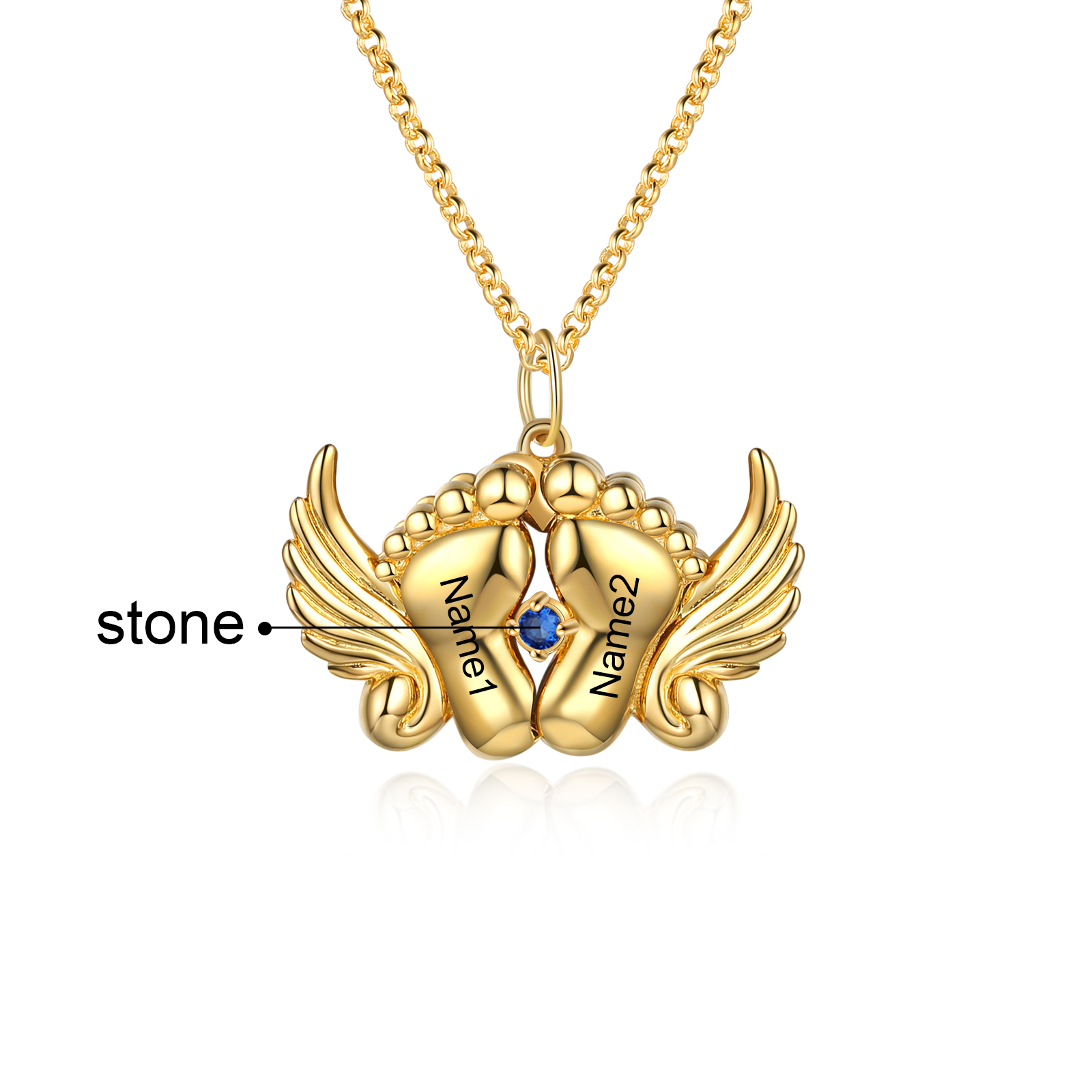 Personalised Baby Feet Photo Locket Necklace with Birthstone Custom Names Necklace-Jessemade AU