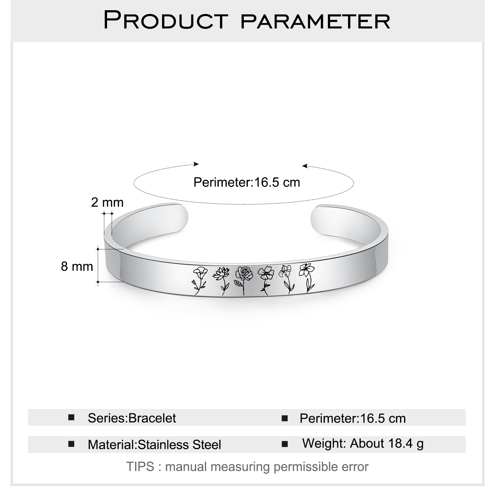 Personalised 6 Birth Flowers Women's Bracelet-Jessemade AU