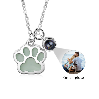 Personalised Dog Paw Pendant Couple Necklace Set Custom Photo Projection Necklace Romantic Gifts For Him/Her-Jessemade AU