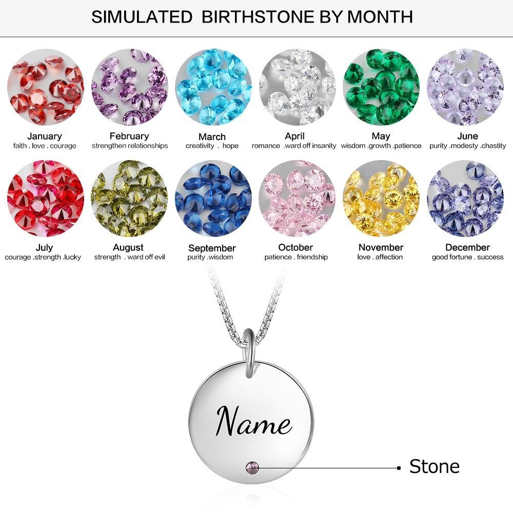 Personalised Round Pendant Necklace With a Birthstone-Jessemade AU
