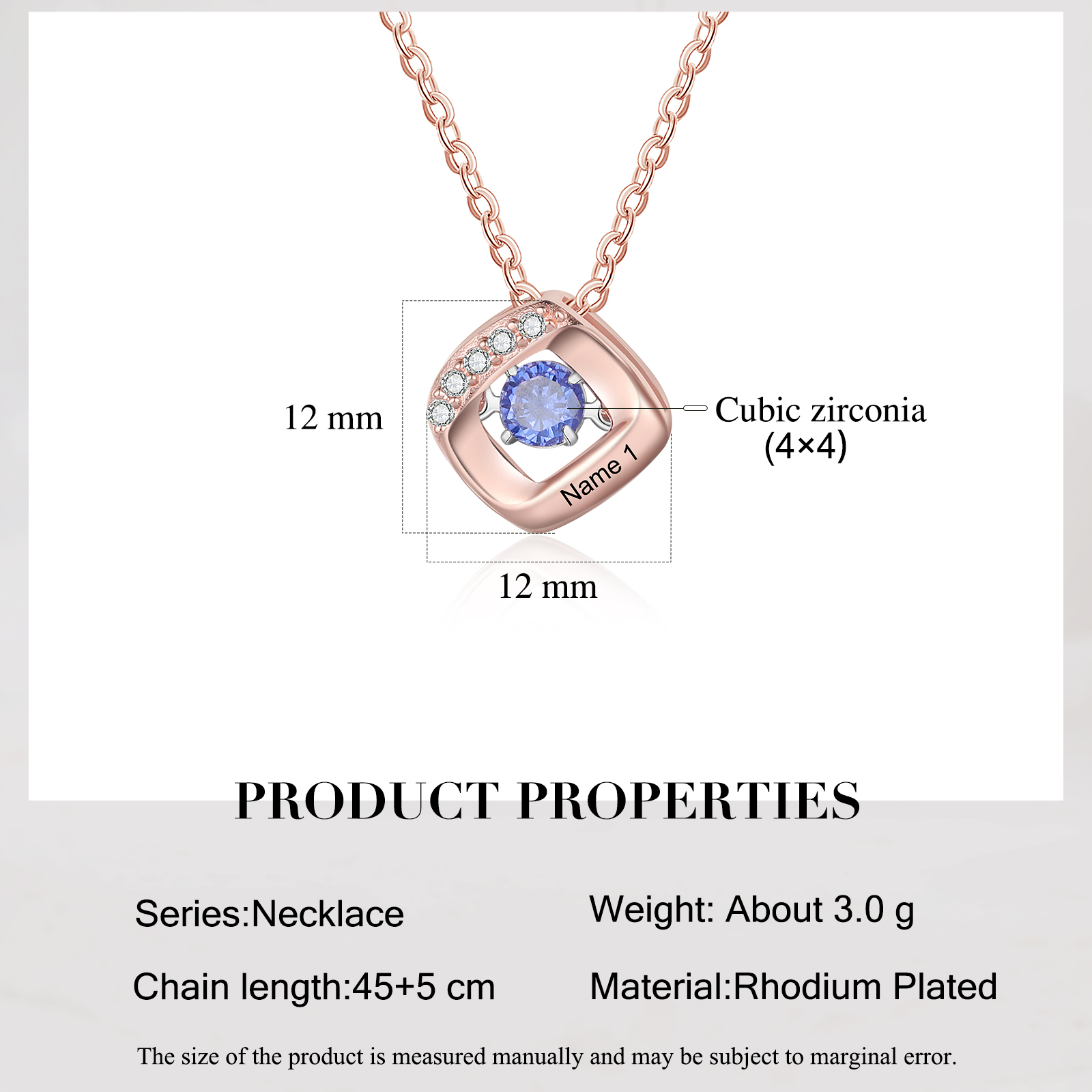 Custom Family Necklace with 1 Birthstone Engraving Names Dancing Stone Necklace-Jessemade AU