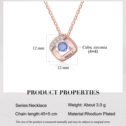 Custom Family Necklace with 1 Birthstone Engraving Names Dancing Stone Necklace-Jessemade AU