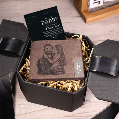 Deep Brown Personalised Leather Wallet Engraved Photo Short Purse Gifts For Men-Jessemade AU