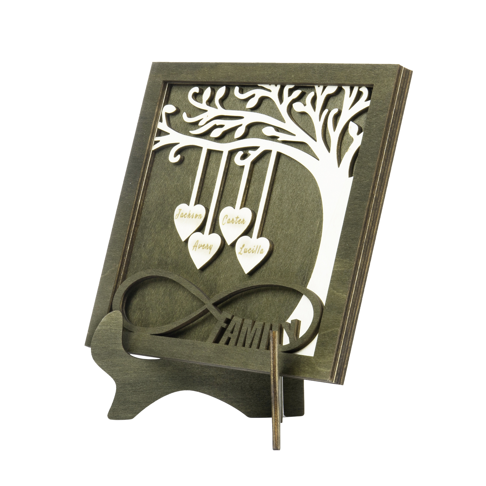 Custom Family Tree Sign with 4 Names Wooden Keepsake Gifts-Jessemade AU