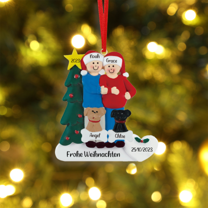4 Names - Personalised Wooden Christmas Ornaments with Pet Names Customised Text & Date Xmas Decor Gifts for Family Friends-Jessemade AU