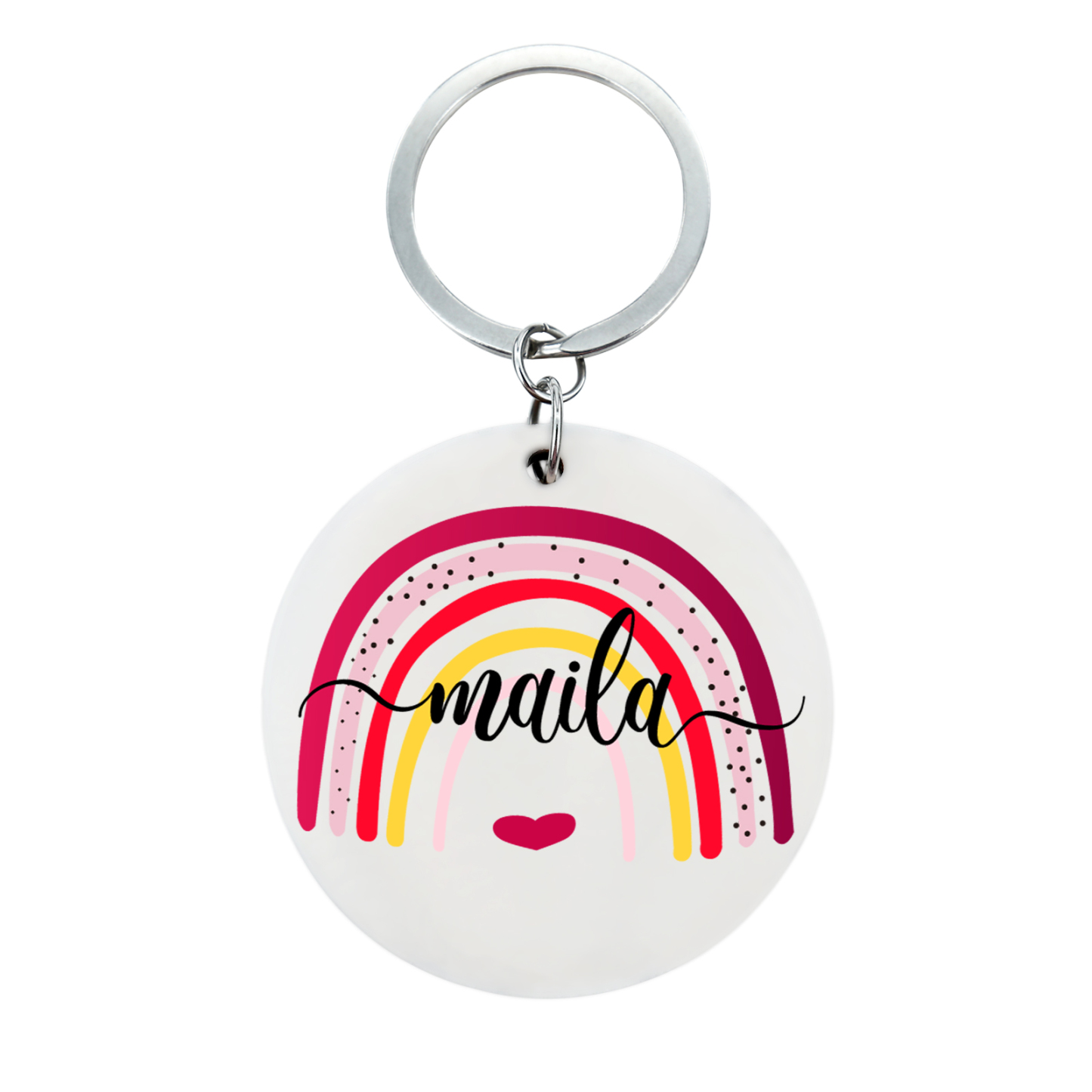 Customised 1 Name Rainbow Heart Keychain Unique Back-to-School Gift for Kids-Jessemade AU