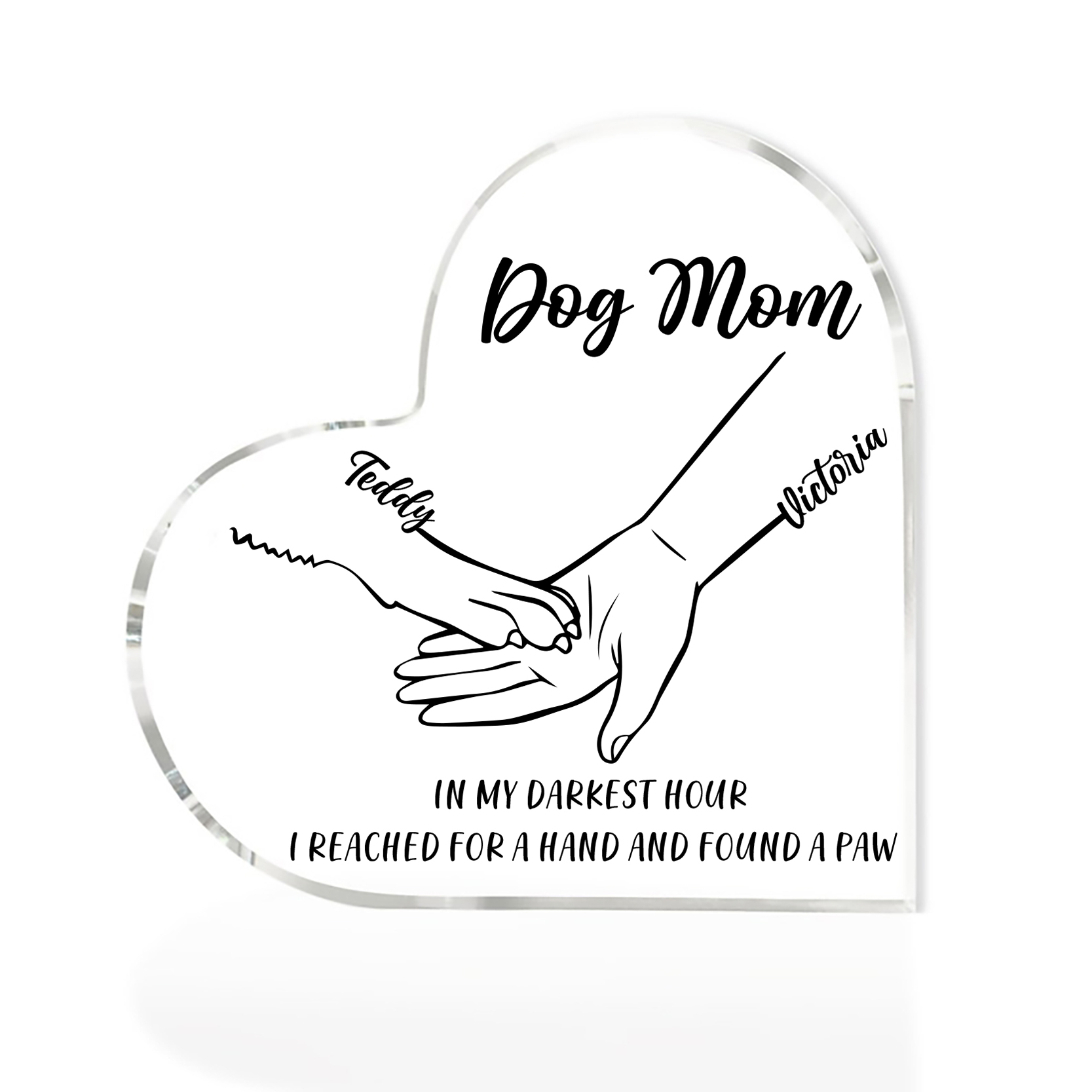 Personalised Acrylic Heart Keepsake Custom 2 Names & Text Dog/Cat Paw Ornaments Gifts for Mother/Father/Pet Lovers-Jessemade AU