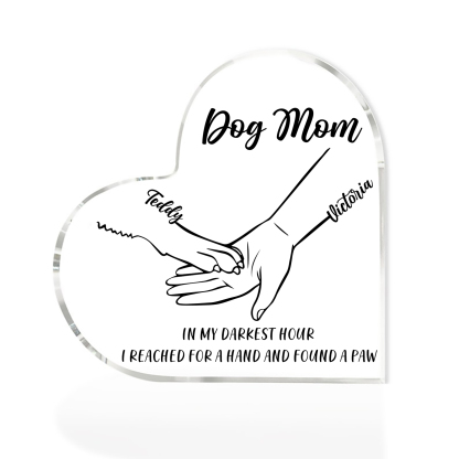 Personalised Acrylic Heart Keepsake Custom 2 Names & Text Dog/Cat Paw Ornaments Gifts for Mother/Father/Pet Lovers-Jessemade AU