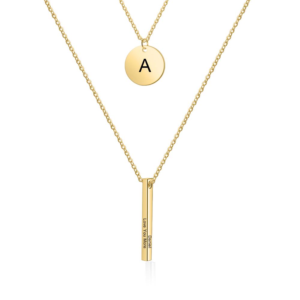 Personalised A-Z Letter Initial Vertical Bar Necklace-Jessemade AU