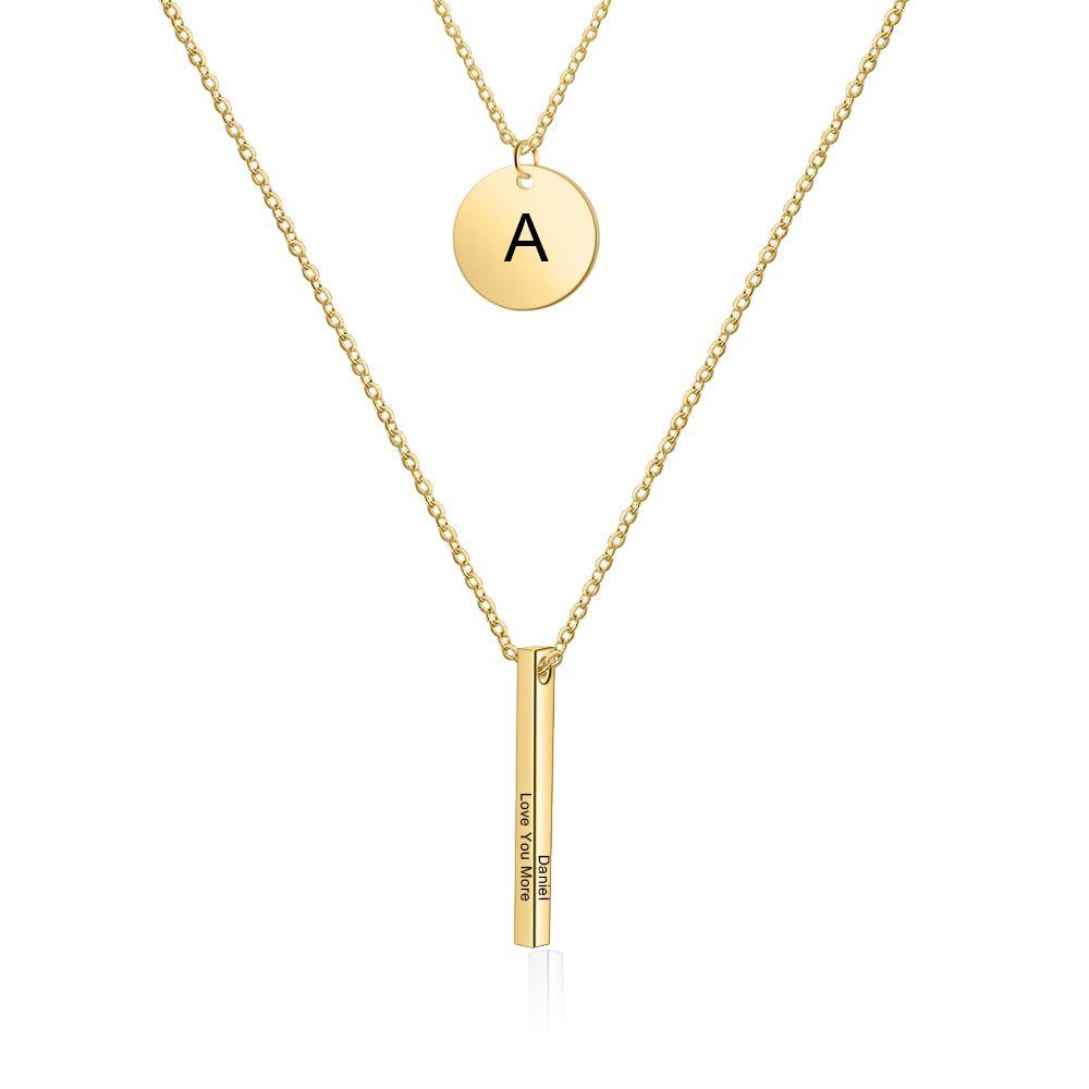 Personalised A-Z Letter Initial Vertical Bar Necklace-Jessemade AU