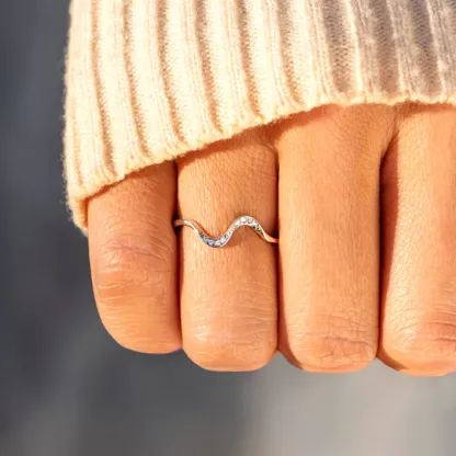 For Daughter-S925 Highs and Lows Minimalist Wave Ring-Jessemade AU