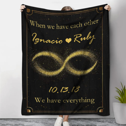 Personalised Couple Blanket Custom 2 Names  & Date Blanket Gift for Him/Her - When We Have Each Other, We Have Everything-Jessemade AU