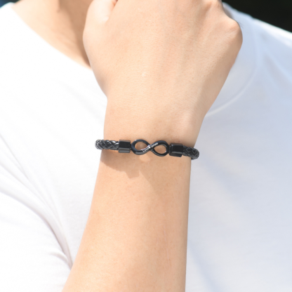 To My Man Custom Names Love You Forever and Always Infinity Leather Bracelet