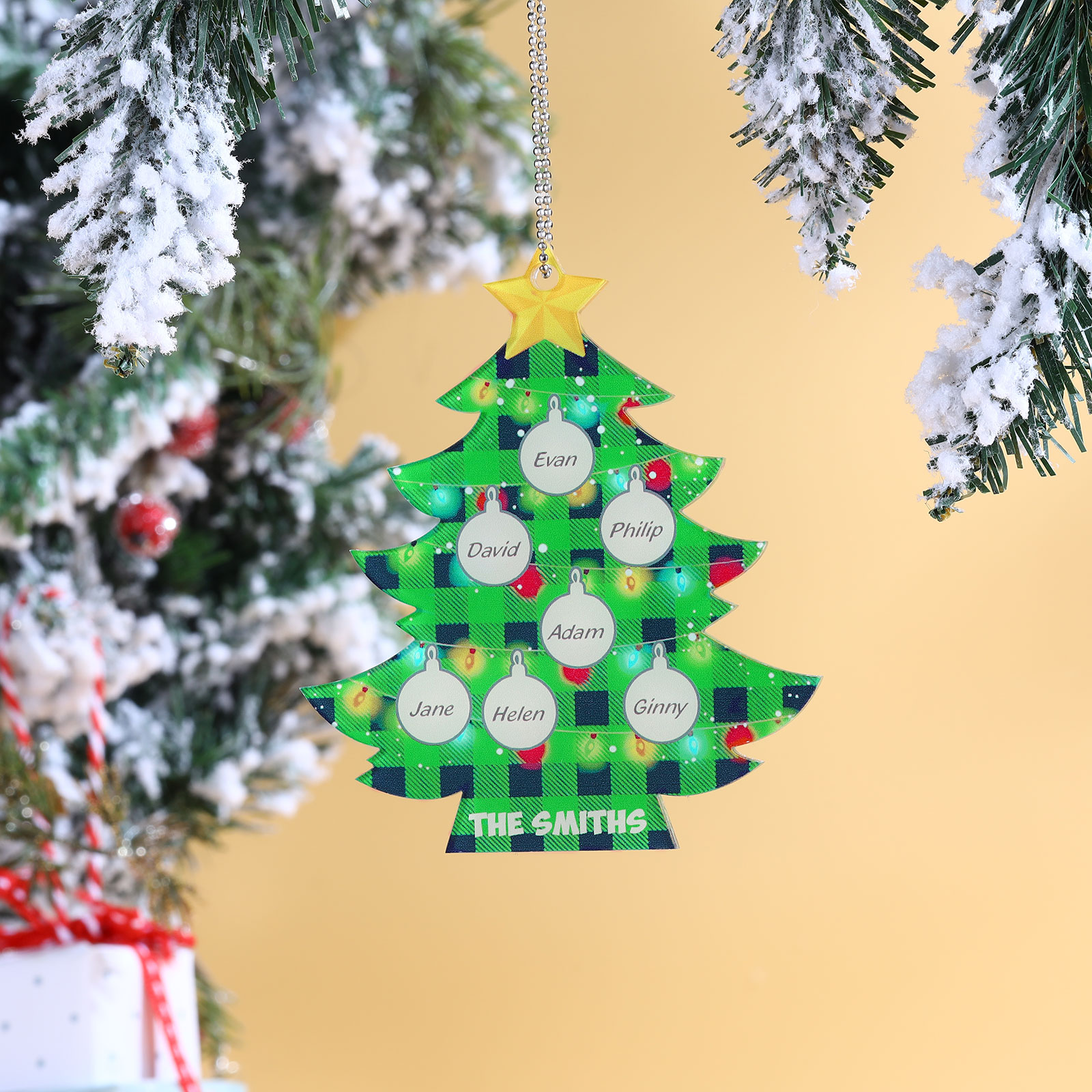 7 Names - Personalised Acrylic Christmas Tree Ornaments Customised Text & Name Xmas Pendant Gifts for Family Friends-Jessemade AU