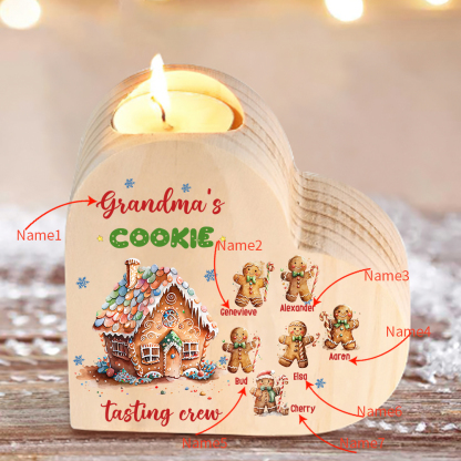 Heart-Shaped Christmas Candle Holder Engraved 7 Names Cookie Candlesticks Personalised Gift for Mum Grandma-Jessemade AU