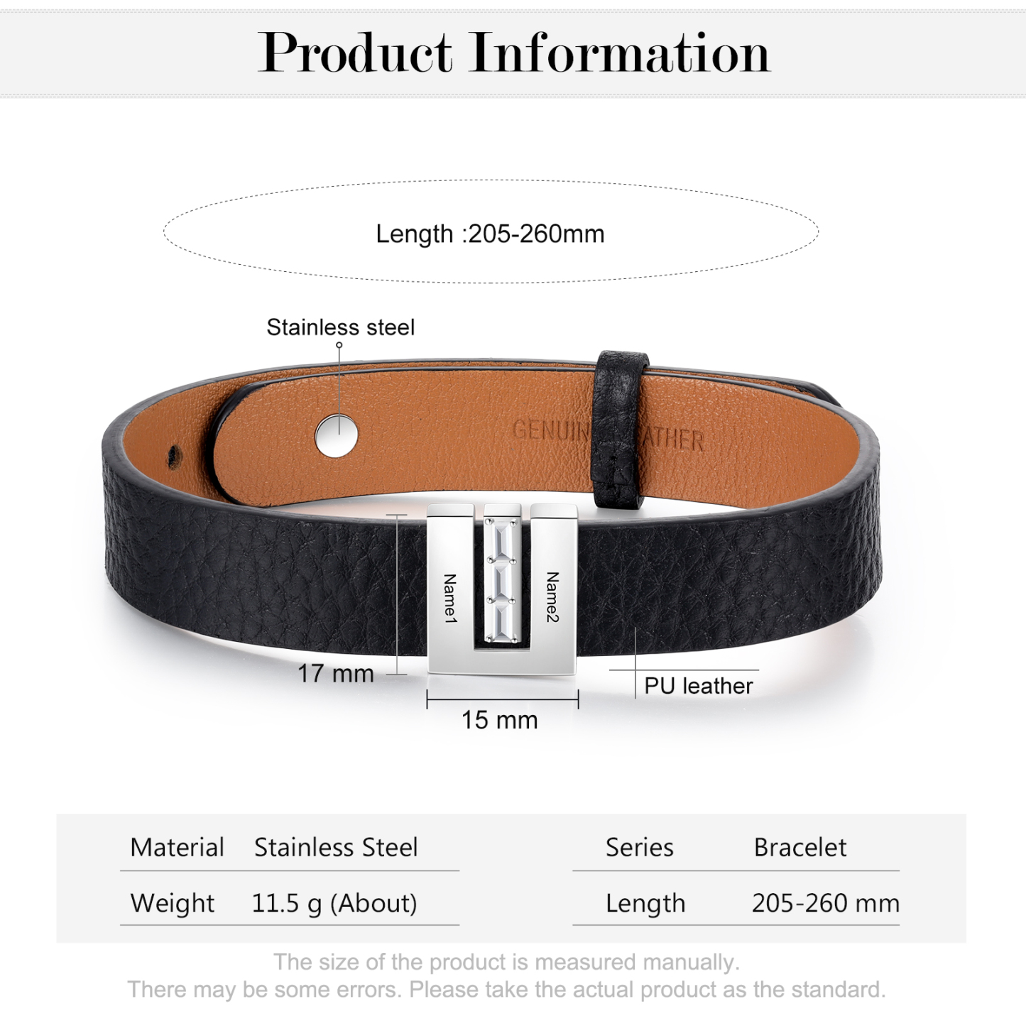 Mother's Day Gifts Personalised Leather Bracelet With 2 Names Gifts For Women-Jessemade AU