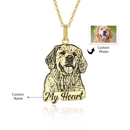 Pet Personalised Photo Necklace Engraved 1 Name Pet Memorial Cat Dog Necklace-Jessemade AU