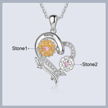 Personalised October  Birthflower Necklace With Birthstones Custom 1 Name Necklace For Her-Jessemade AU