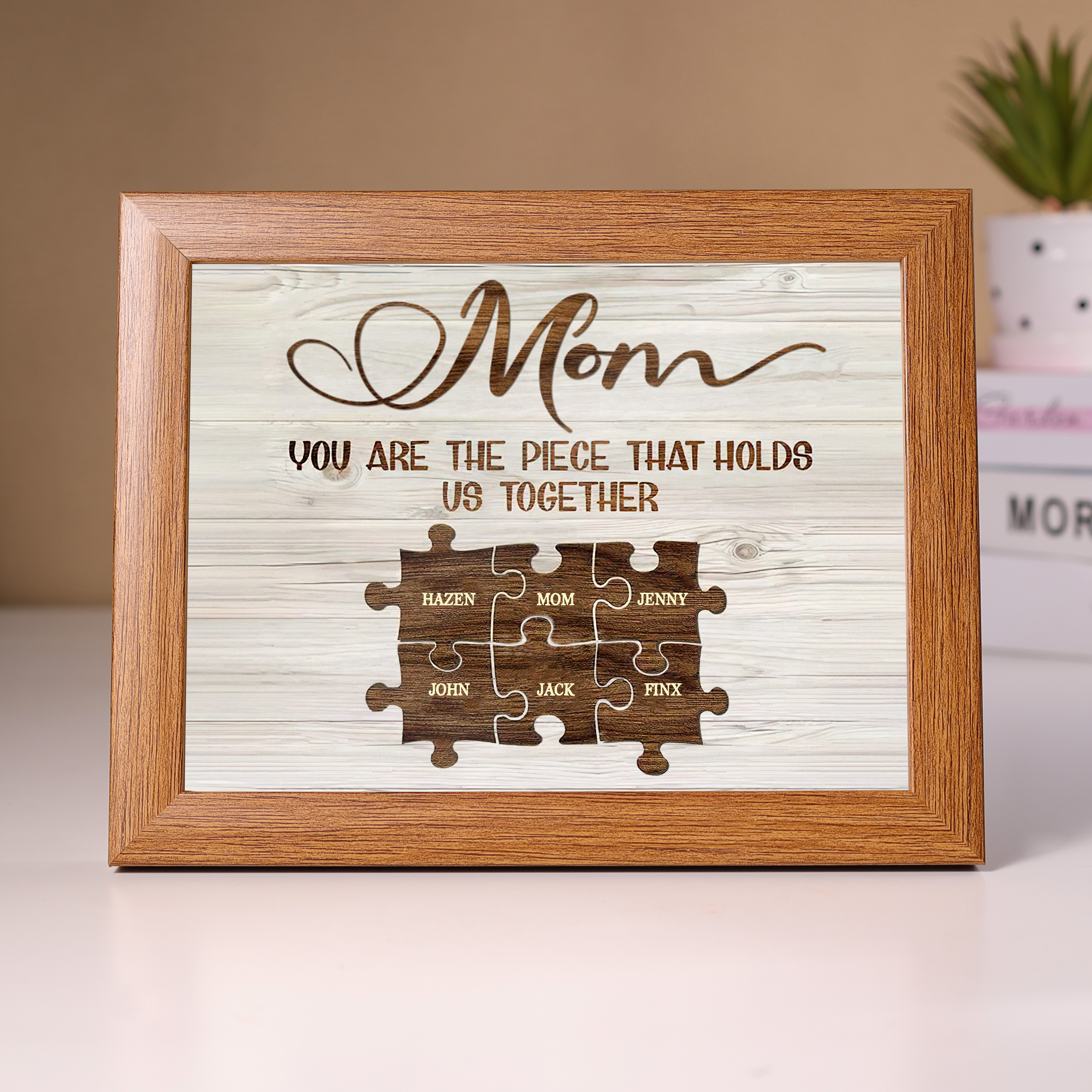 Personalised Puzzle Picture Frame With Light Custom 7 Names Home Decor - You are the piece that holds us together-Jessemade AU