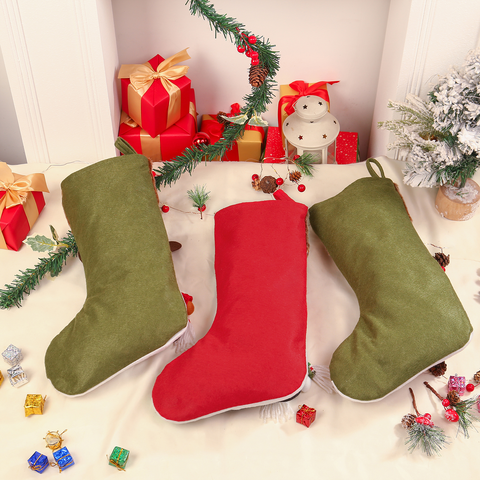 Personalised Christmas Stockings Ornaments Custom 1 Name Christmas Socks Gifts for Family Friends-Jessemade AU