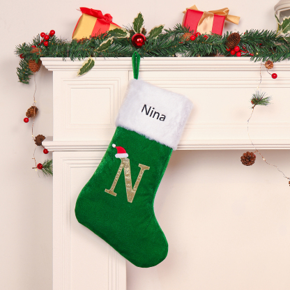Christmas Letter Stockings Ornaments Custom 1 Name Fireplace Sock Decor Personalised Gifts for Family Friends-Jessemade AU