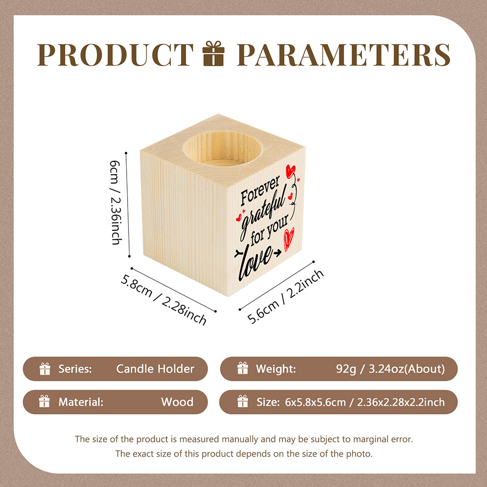 Block Candle Holder Forever Grateful For Your Love Wooden Candlesticks-Jessemade AU