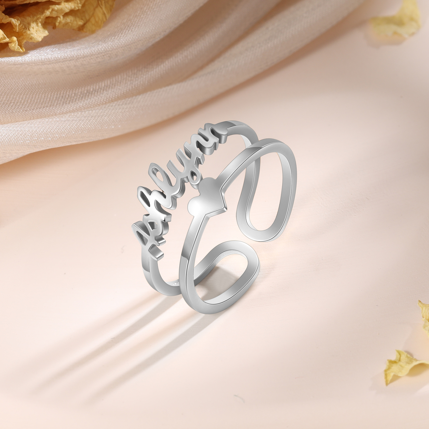 Heart Name Ring Personalised 1 Name Classic Rings for Her-Jessemade AU