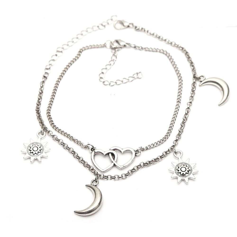 Bohemia Sun and Moon Anklet Summer Beach Accessories Double Layer Anklet-Jessemade AU