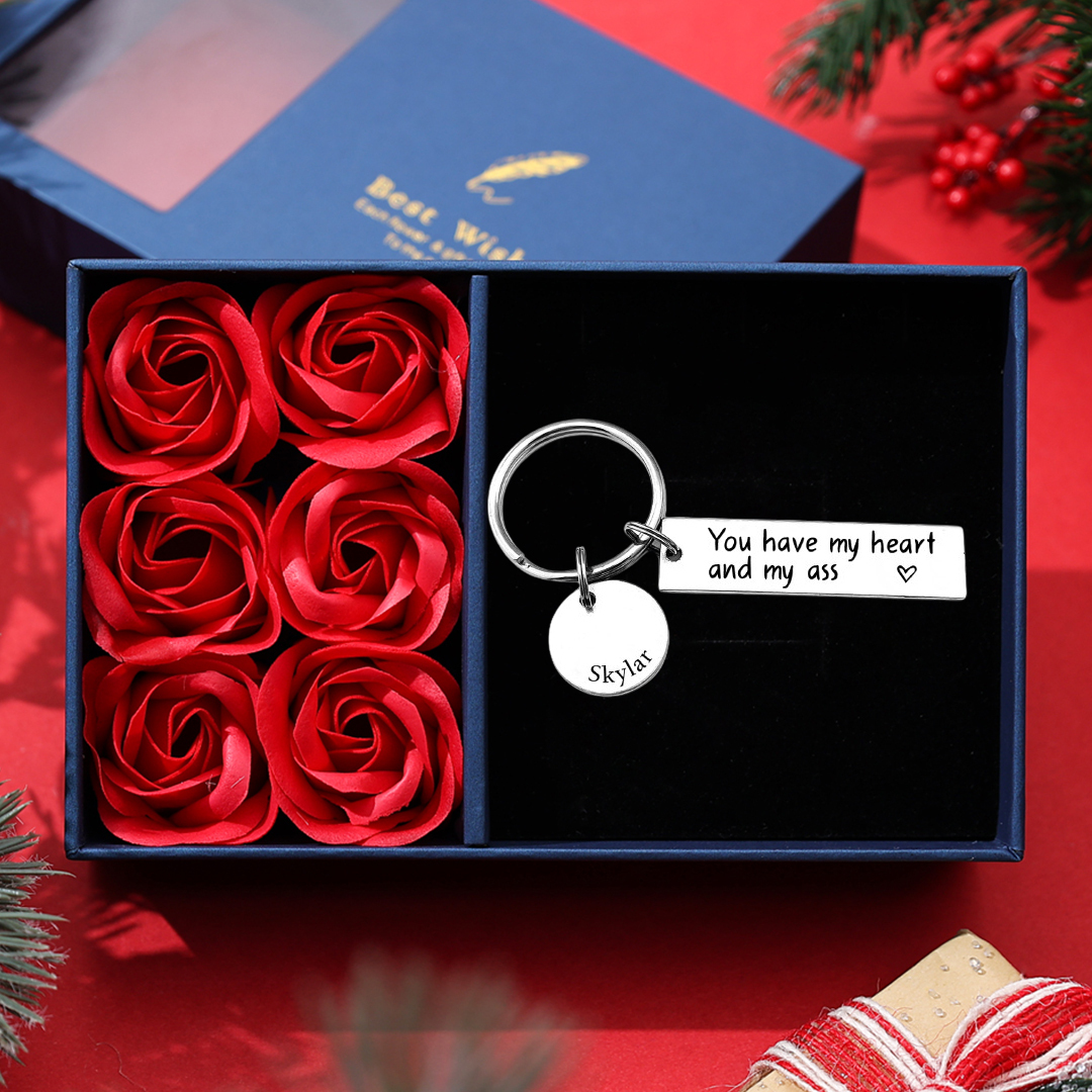 Personalised Couple Keychain Custom Name Keyring "You Have My Heart And My Ass" Valentine's Day Gifts for Couples-Jessemade AU