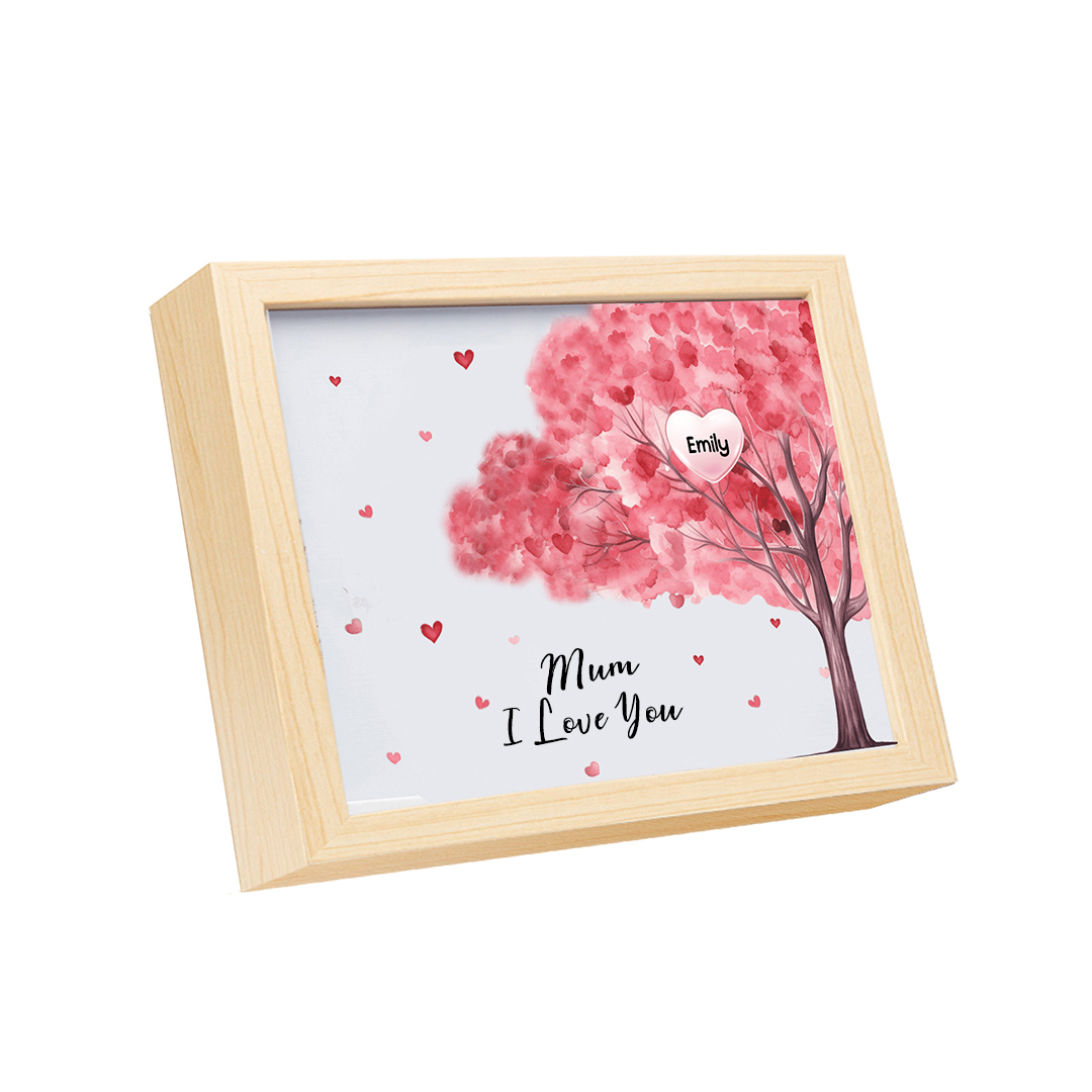 Personalised Frame Night Light Custom 1 Text & 1 Name Pink Family Tree Ornament Gifts for Mother/Grandma-Jessemade AU