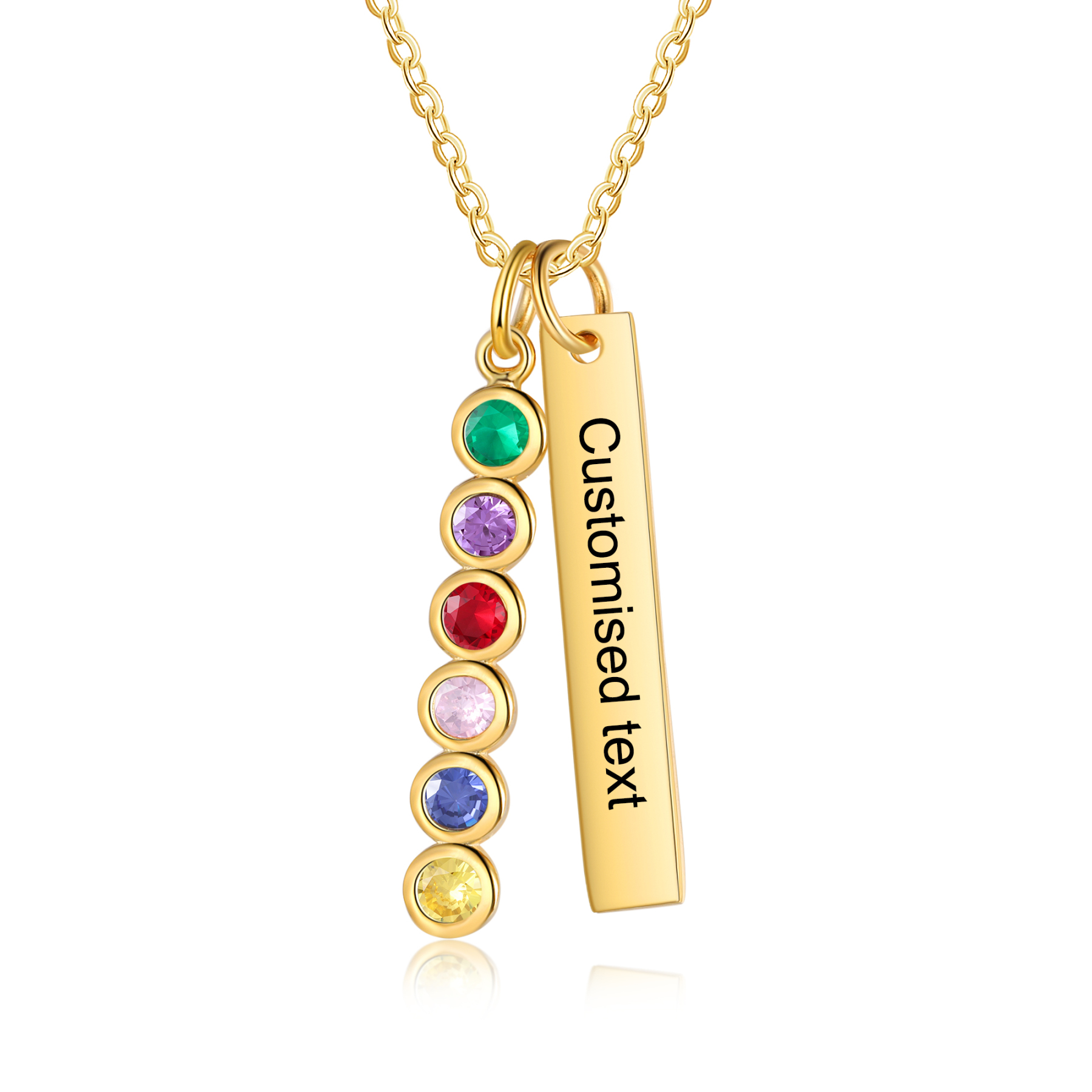 Personalised Bar Pendant Necklace Custom 6 Birthstones & 1 Text Necklace Birthday Gift for Her-Jessemade AU