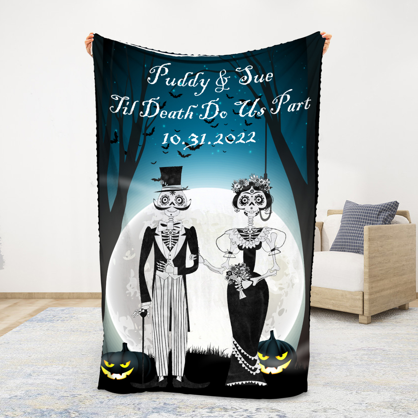 Personalised Couple Blanket Engrave Name Sweet Gift For Her Him-Jessemade AU