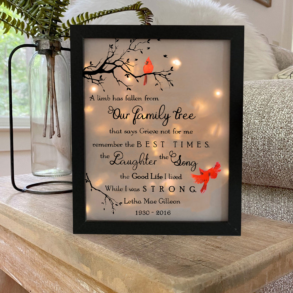 Personalised Cardinal Frame A Limb Has Fallen Lighted Shadow Box Memorial Gifts-Jessemade AU